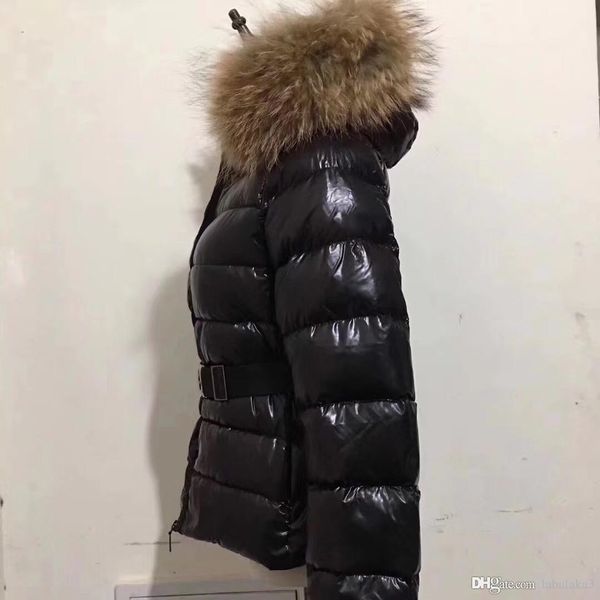 women winter duck down coat 100% real large raccoon fur collar down jacket hooded with belt thick duck down parkas, Black
women winter duck down coat 100% real large raccoon fur collar down jacket hooded with belt thick duck down parkas, Black