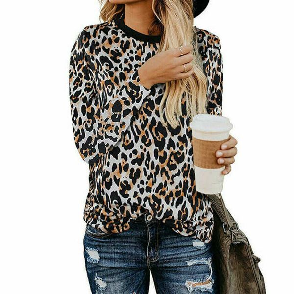 fashion autumn round neck long sleeve leopard print women t-shirts ladies loose tee, White
fashion autumn round neck long sleeve leopard print women t-shirts ladies loose tee, White