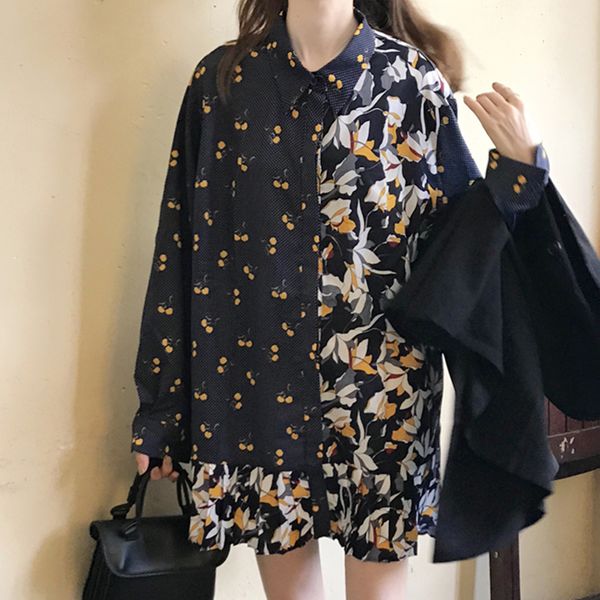 gagarich contrast color patchwork fashion print blouse women turn down collar long sleeve single breast blusas loose shirt, White
gagarich contrast color patchwork fashion print blouse women turn down collar long sleeve single breast blusas loose shirt, White