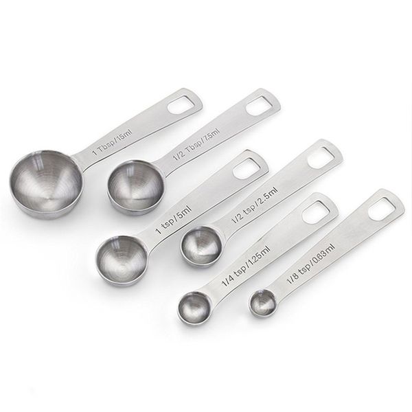 

stainless steel spoon seasoning measuring spoon baking small six-piece gauge spoon set kitchen tools