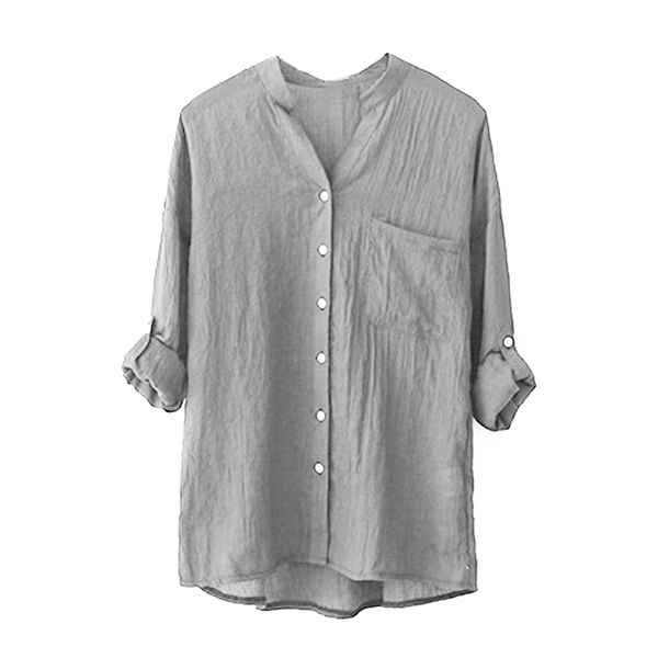 women fashion cotton linen long sleeve shirt casual solid loose v-neck button down blouses grey s, White
women fashion cotton linen long sleeve shirt casual solid loose v-neck button down blouses grey s, White