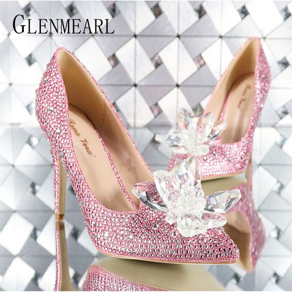 women wedding shoes high heels cinderella crystal shoes woman pumps rhinestone pointed toe glitter party shoes sliver plus size, Black 
women wedding shoes high heels cinderella crystal shoes woman pumps rhinestone pointed toe glitter party shoes sliver plus size, Black