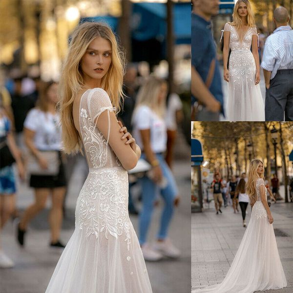 2020 mermaid wedding dresses short sleeve v neck lace appliques bridal gowns sweep beach robes de soirée wedding dress, White
2020 mermaid wedding dresses short sleeve v neck lace appliques bridal gowns sweep beach robes de soirée wedding dress, White