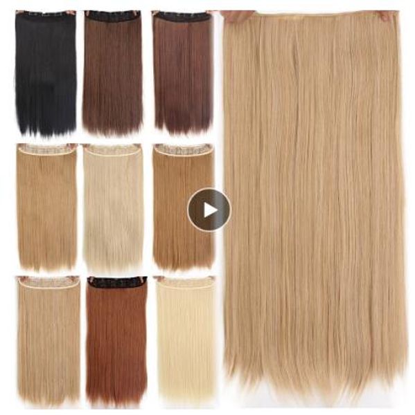 22inches 5 clips synthetic hair long straight blonde clip in hair extensions false brown black hair pieces for women, Black;brown
22inches 5 clips synthetic hair long straight blonde clip in hair extensions false brown black hair pieces for women, Black;brown