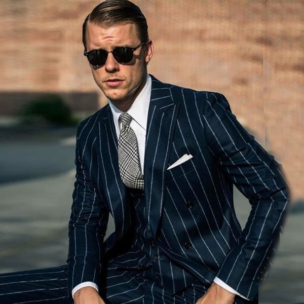 navy blue striped men suit slim fit formal business evening dinner party prom suit 3 pieces tuxedos groom wedding suits for men, White;black
navy blue striped men suit slim fit formal business evening dinner party prom suit 3 pieces tuxedos groom wedding suits for men, White;black
