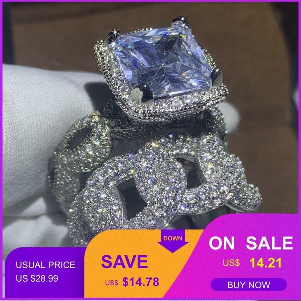 hip hop 2019 new vintage fashion jewelry 925 sterling silver pave white clear cz women wedding bridal ring set gift, Golden;silver
hip hop 2019 new vintage fashion jewelry 925 sterling silver pave white clear cz women wedding bridal ring set gift, Golden;silver