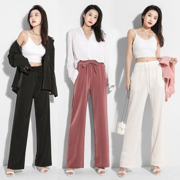 2020 new women's loose wide leg pants high waist leisure pants thin plus size straight-legged trousers street work out, White;red
2020 new women's loose wide leg pants high waist leisure pants thin plus size straight-legged trousers street work out, White;red