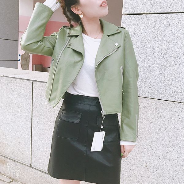 2019 autumn women's leather motorcycle wallet jacket lapel classic motorcycle street punk leather jacket, Black
2019 autumn women's leather motorcycle wallet jacket lapel classic motorcycle street punk leather jacket, Black