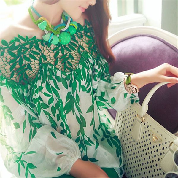 women green leaf blouse hollow out long sleeve blouse lady lace crochet chiffon long sleeve shirt blusas, White
women green leaf blouse hollow out long sleeve blouse lady lace crochet chiffon long sleeve shirt blusas, White