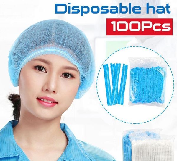 

100Pcs Disposable Salon Hair Hat Anti Dust Net Bouffant Cap Non-Woven Head Cover Hat Elastic Cleaning Hair Protect Hat Cap FY4024