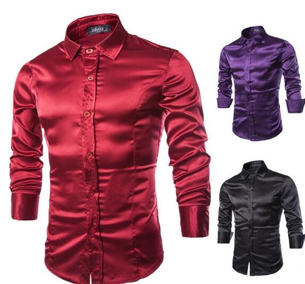 2018 spring korean version of the silk shiny bright face casual men's solid color slim long-sleeved tide shirt, White;black
2018 spring korean version of the silk shiny bright face casual men's solid color slim long-sleeved tide shirt, White;black