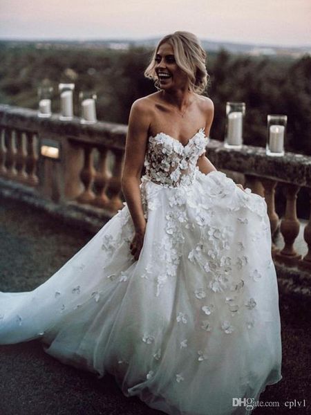 illusion sweetheart a line 3d-floral appliques beach wedding dresses tulle beach bodice boho bridal gowns weddig bridal, White
illusion sweetheart a line 3d-floral appliques beach wedding dresses tulle beach bodice boho bridal gowns weddig bridal, White