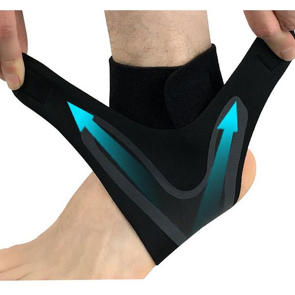 

1pc compression ankle protector anti sprain outdoor basketball football ankle brace supports straps bandage wrap foot safety, Blue;black