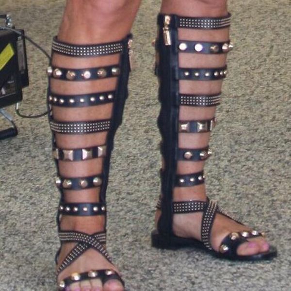 rome style women metal rivets low heels sandals boots ladies peep toe side zip knee high boots girls gladiator cut-outs shoes, Black
rome style women metal rivets low heels sandals boots ladies peep toe side zip knee high boots girls gladiator cut-outs shoes, Black