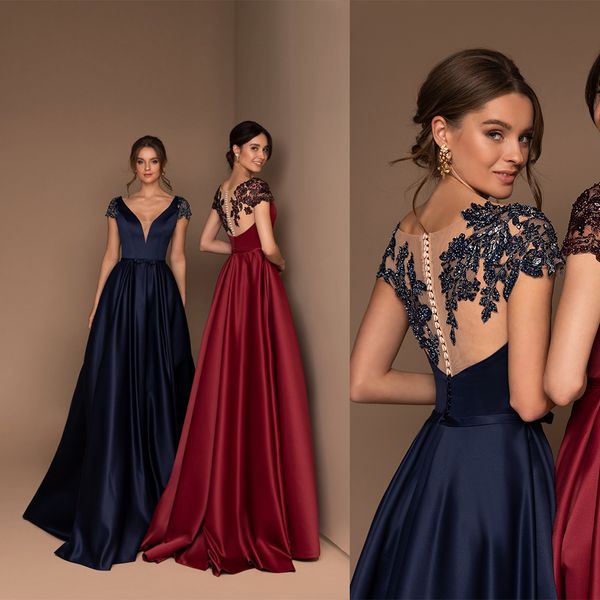 2020 elegant evening dresses v neck lace appliques beads satin prom gowns button back sweep train a line special occasion dress, Black;red
2020 elegant evening dresses v neck lace appliques beads satin prom gowns button back sweep train a line special occasion dress, Black;red