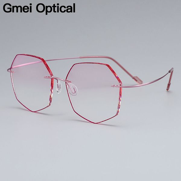 gmei optical ultra-light pink titanium alloy women's rimless glasses frame with gradient pink tint plano lenses t80892, Black
gmei optical ultra-light pink titanium alloy women's rimless glasses frame with gradient pink tint plano lenses t80892, Black