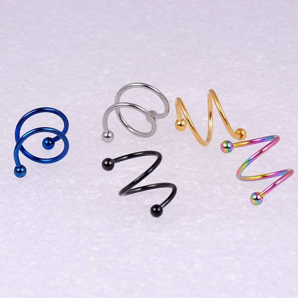 316l stainless steel double helix ear bone stud human puncture anti-allergy double coils er gu huan spring ball earrings, Silver
316l stainless steel double helix ear bone stud human puncture anti-allergy double coils er gu huan spring ball earrings, Silver