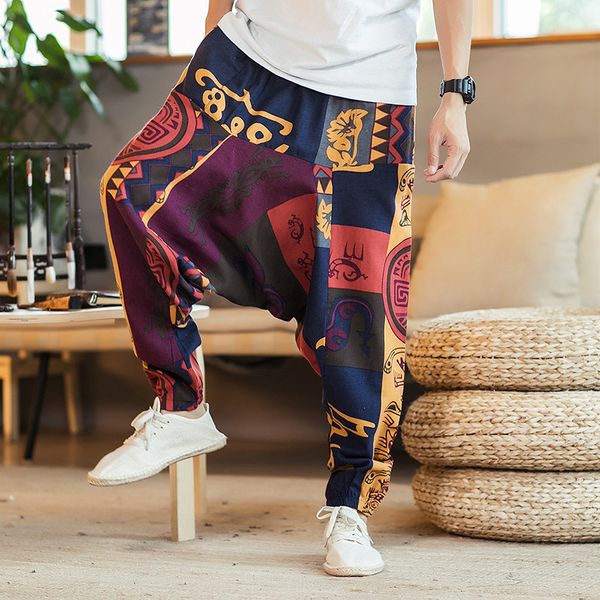 2020 spring mens trousers vintage printing long linen pants casual loose fit harem pants streetwear hip hop drawstring trousers, Black
2020 spring mens trousers vintage printing long linen pants casual loose fit harem pants streetwear hip hop drawstring trousers, Black