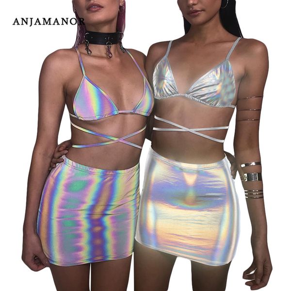 anjamanor holographic two piece skirt set 2019 summer matching sets woman bodycon outfits club festival clothing d71-i75, White
anjamanor holographic two piece skirt set 2019 summer matching sets woman bodycon outfits club festival clothing d71-i75, White