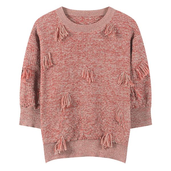 2019 early autumn new fringe ball decoration round neck loose wild sweater women, White;black
2019 early autumn new fringe ball decoration round neck loose wild sweater women, White;black