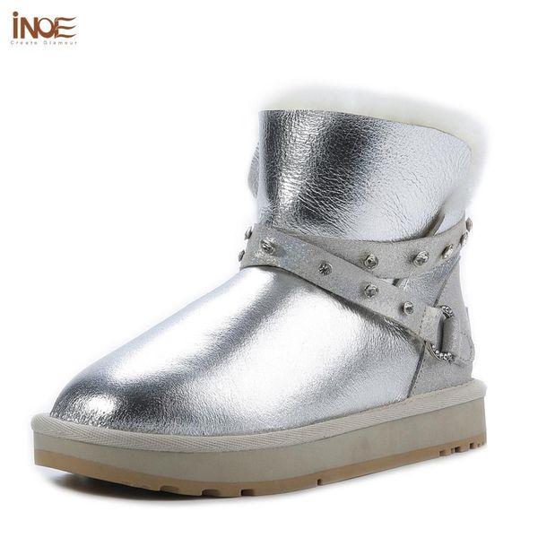inoe waterproof sheepksin leather shearling wool fur lined short ankle winter boots women snow boots shoes silver crystal strap, Black
inoe waterproof sheepksin leather shearling wool fur lined short ankle winter boots women snow boots shoes silver crystal strap, Black