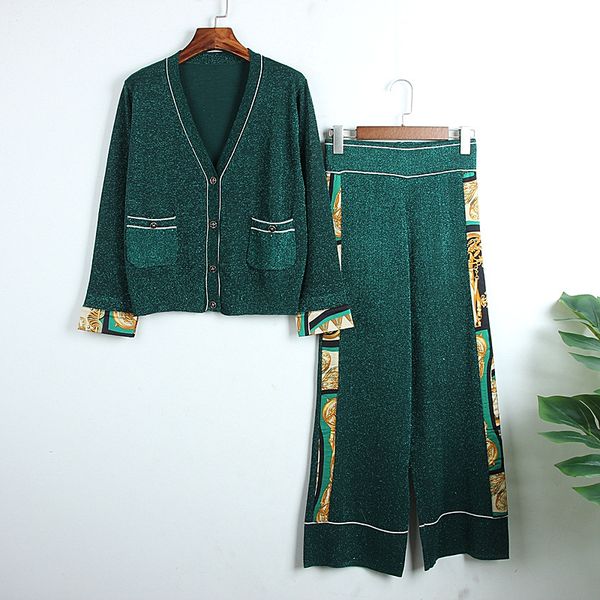 2020 retro spring autumn new women's gold thread chiffon loose knit cardigan pants two-piece suit women's two piece sets two piece, White
2020 retro spring autumn new women's gold thread chiffon loose knit cardigan pants two-piece suit women's two piece sets two piece, White