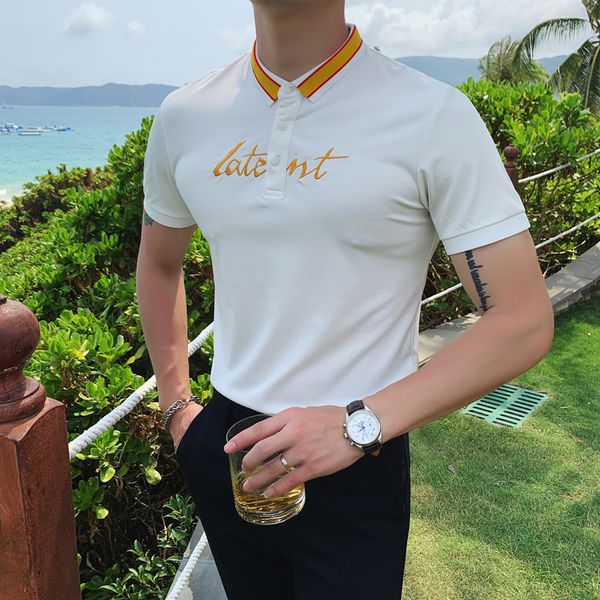 black/white men shirt summer 2020 short sleeve mens casual polos slim fit letter embroidery streetwear fashion homme, White;black
black/white men shirt summer 2020 short sleeve mens casual polos slim fit letter embroidery streetwear fashion homme, White;black
