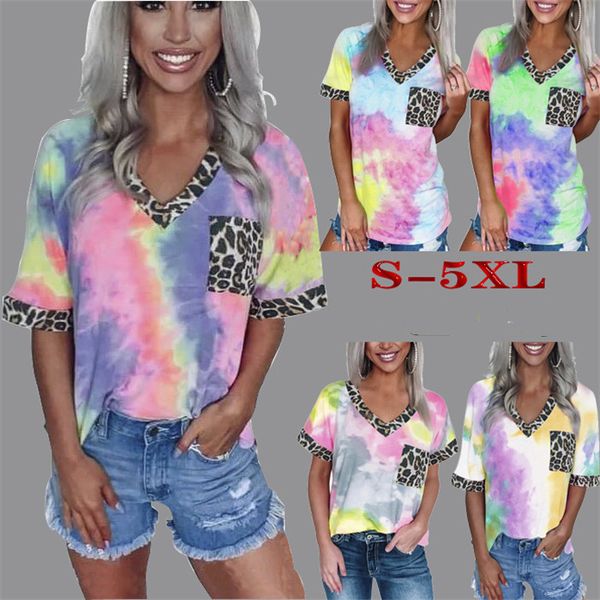 женщины leopard стежка tshirt v шеи с коротким рукавом tie dye сыпучие тройники famale повседневная одежда, White
женщины leopard стежка tshirt v шеи с коротким рукавом tie dye сыпучие тройники famale повседневная одежда, White