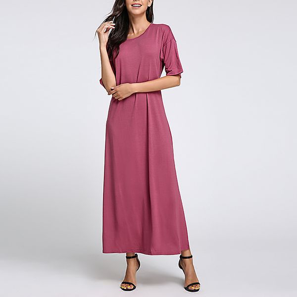 summer dress 2020 women casual loose half sleeve solid round neck maxi long split dress beach curved hem vestidos plus size 4xl, Black;gray
summer dress 2020 women casual loose half sleeve solid round neck maxi long split dress beach curved hem vestidos plus size 4xl, Black;gray