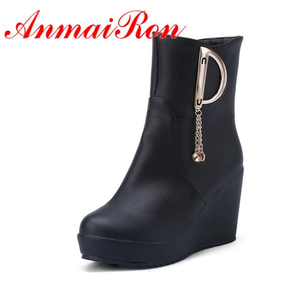 anmairon new arrivals spring/autumn fashion boots round toe wedges women shoes platform mid-calf boots soft leather shoes women, Black
anmairon new arrivals spring/autumn fashion boots round toe wedges women shoes platform mid-calf boots soft leather shoes women, Black