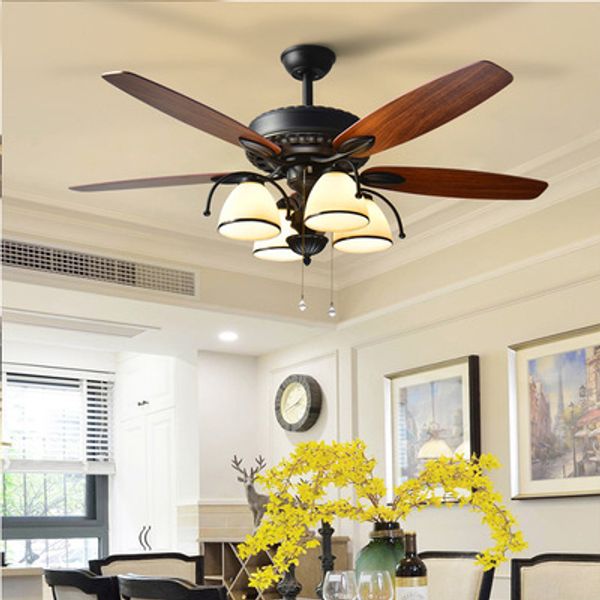 2019 Fashion American Restaurant Fan Lamp American Fan Lamp Decorative Lamps Home Ceiling Led Fan Chandelier