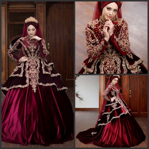 2020 burgundy velvet high neck long sleeve ball gown wedding dresses bridal gown full beaded hochzeitskleider vintage country wedding gowns, White
2020 burgundy velvet high neck long sleeve ball gown wedding dresses bridal gown full beaded hochzeitskleider vintage country wedding gowns, White