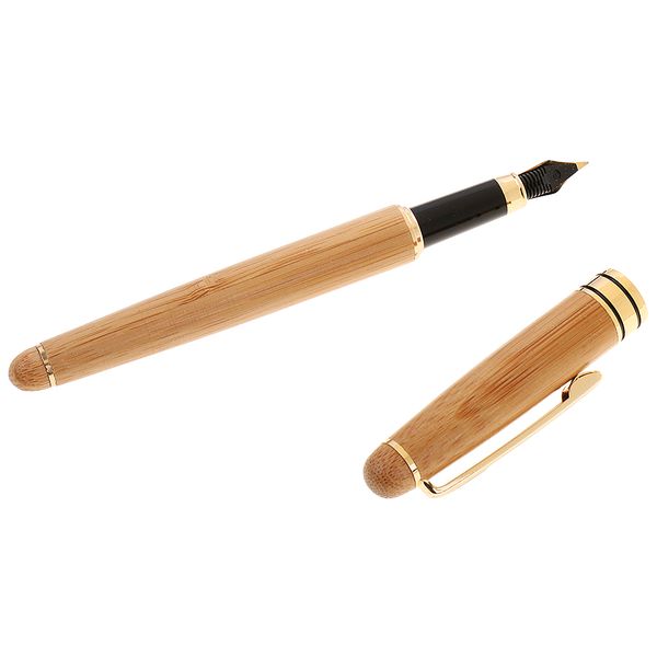 Durable Natural Bamboo Fountain Pen For Kids Birthday Gift Writing Practice 14.5cm