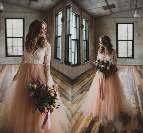 2019 summer beach new country wedding dress with long sleeve lace blush tulle v-neck bohemian garden beach wedding plus size bridal, White
2019 summer beach new country wedding dress with long sleeve lace blush tulle v-neck bohemian garden beach wedding plus size bridal, White