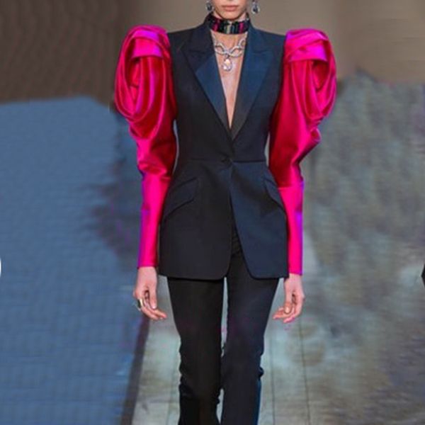 515 2022 runway coat spring summer lapel neck coat brand same style long sleeve blue black aicai, Black;brown
515 2022 runway coat spring summer lapel neck coat brand same style long sleeve blue black aicai, Black;brown