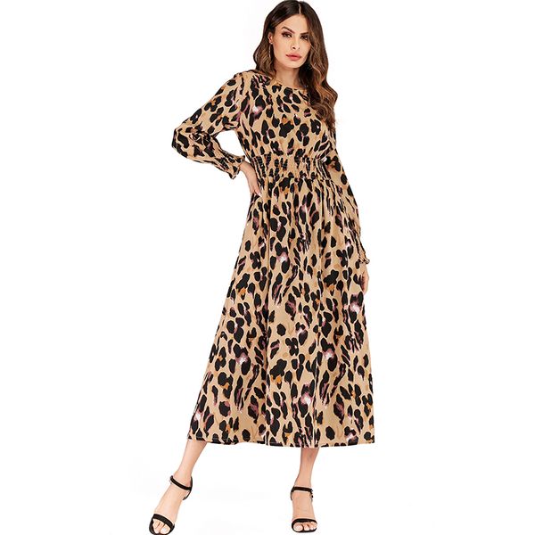 leopard dress women elasict waist smocked ruching cuffs spring chiffon dress 2019 long sleeve maxi long female one-piece, Black;gray
leopard dress women elasict waist smocked ruching cuffs spring chiffon dress 2019 long sleeve maxi long female one-piece, Black;gray