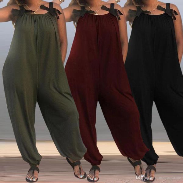 women solid loose casual jumpsuits knot bow designer female beach summer playsuits rompers, Black;white
women solid loose casual jumpsuits knot bow designer female beach summer playsuits rompers, Black;white