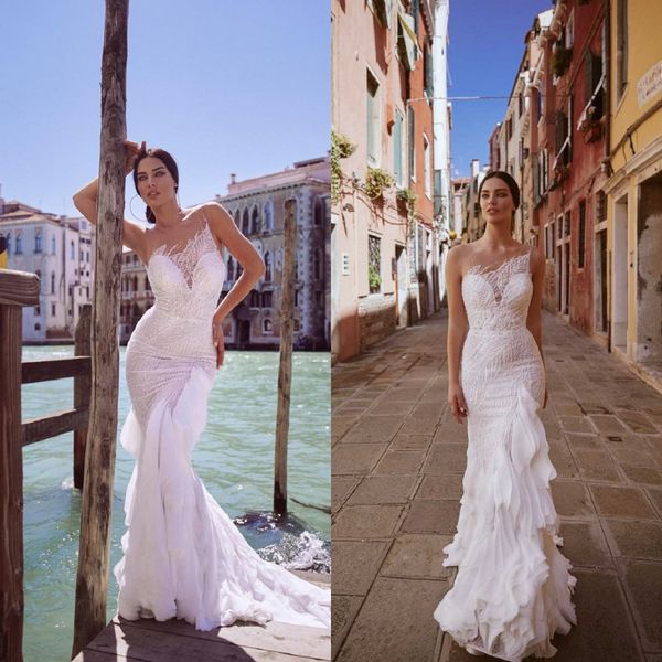 sell mermaid maisonsignore wedding dresses jewel neck sleeveless yulle lace crystal tiers wedding gown sweep train custom robe de mariée, White
sell mermaid maisonsignore wedding dresses jewel neck sleeveless yulle lace crystal tiers wedding gown sweep train custom robe de mariée, White