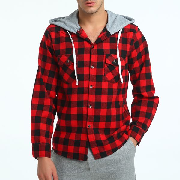 cotton shirt men's autumn and winter new european code long-sleeved shirt casual large size lattice hooded men's, White;black
cotton shirt men's autumn and winter new european code long-sleeved shirt casual large size lattice hooded men's, White;black