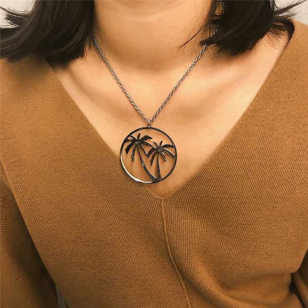 pinksee simple elegant hollow coconut tree round pendant necklace women girls fashion clavicle chain jewelry accessories, Silver
pinksee simple elegant hollow coconut tree round pendant necklace women girls fashion clavicle chain jewelry accessories, Silver