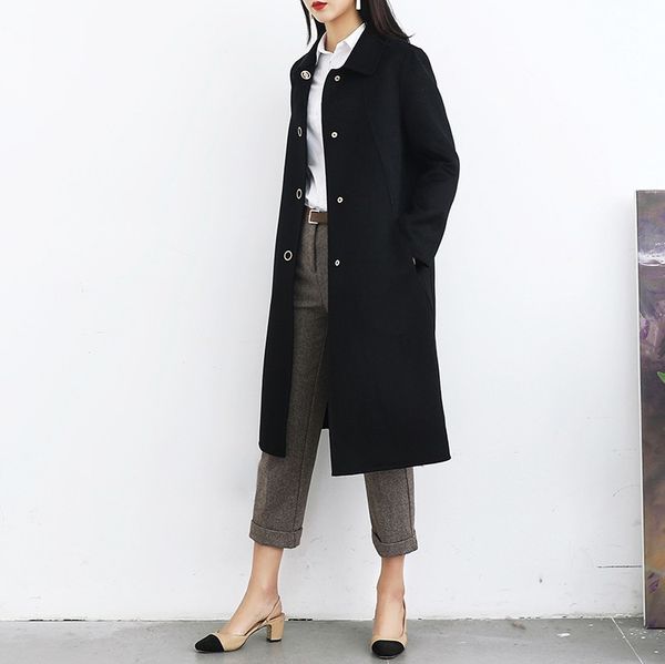 coat female 2019 spring women wool coat female medium length peter pan collar woolen outerwear slim korean new, Black
coat female 2019 spring women wool coat female medium length peter pan collar woolen outerwear slim korean new, Black