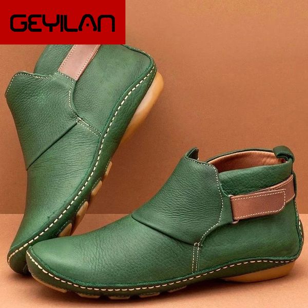 women retro flat ankle boots female soft bottom non slip hook shoes ladies solid women's boots hook & loop woman footwear, Black
women retro flat ankle boots female soft bottom non slip hook shoes ladies solid women's boots hook & loop woman footwear, Black
