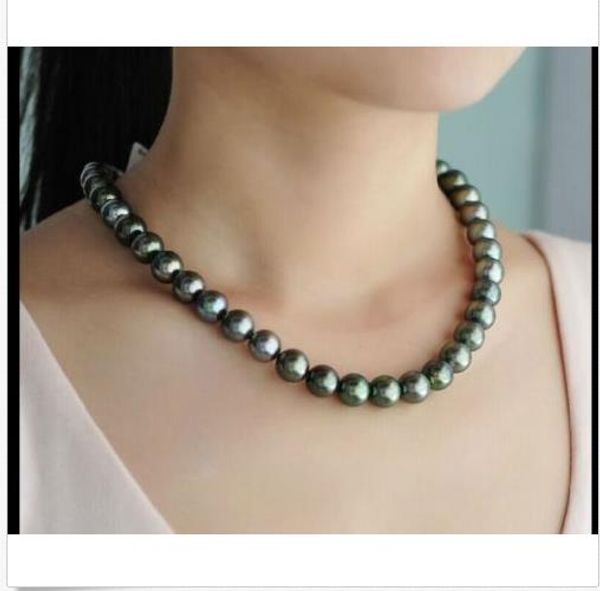 ccc stunning 10-11mm tahitian round black green pearl necklace 18inch925s, Silver
ccc stunning 10-11mm tahitian round black green pearl necklace 18inch925s, Silver