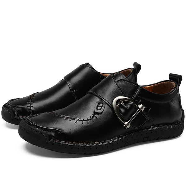retro men casual shoes fashion flats casual sneakers male buckle strap leisure loafers leather boat loafers men handmade hc-399, Black 
retro men casual shoes fashion flats casual sneakers male buckle strap leisure loafers leather boat loafers men handmade hc-399, Black