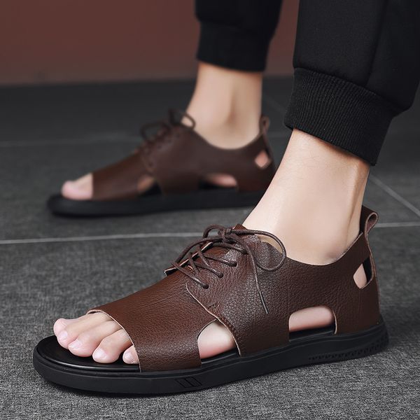 casual sandals slippers men 2020 summer new non-slip soft bottom outdoor roman open toe beach shoes leather sandals men krasovki, Black 
casual sandals slippers men 2020 summer new non-slip soft bottom outdoor roman open toe beach shoes leather sandals men krasovki, Black