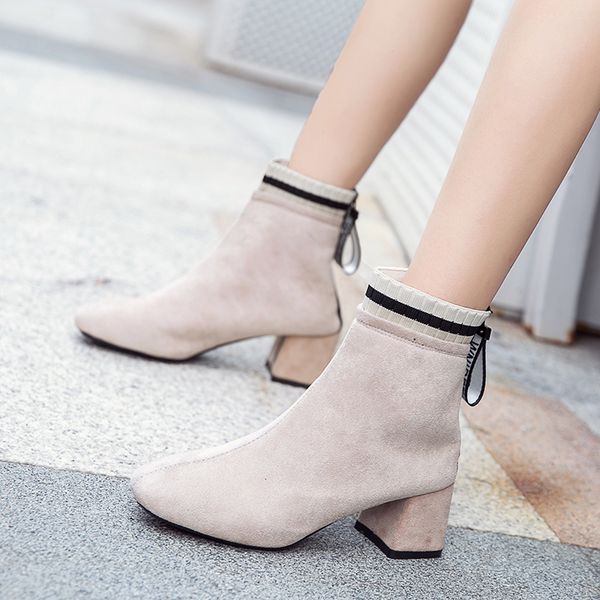 women's rubber boots sock shoes bootee woman 2019 lace up chunky heel booties ladies round toe low heels booties, Black
women's rubber boots sock shoes bootee woman 2019 lace up chunky heel booties ladies round toe low heels booties, Black