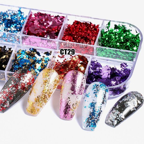 12 grid/set glitter laser aluminum irregular holographic foil sequin powder nail art mirror flake paillette manicure diy ct29, Silver;gold
12 grid/set glitter laser aluminum irregular holographic foil sequin powder nail art mirror flake paillette manicure diy ct29, Silver;gold