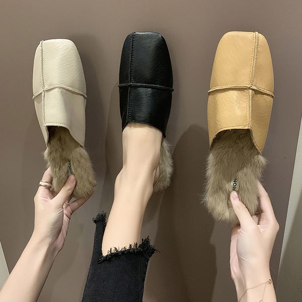 2019 fashion ladies slip on mules square toe low heels soft leather women warm shoes with fur for sweet girl office woman shoes, Black
2019 fashion ladies slip on mules square toe low heels soft leather women warm shoes with fur for sweet girl office woman shoes, Black