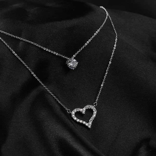 cz stone hollow heart double necklace paved luxury round pendant necklaces for women fashion jewelry birthday gift collane donna, Silver
cz stone hollow heart double necklace paved luxury round pendant necklaces for women fashion jewelry birthday gift collane donna, Silver
