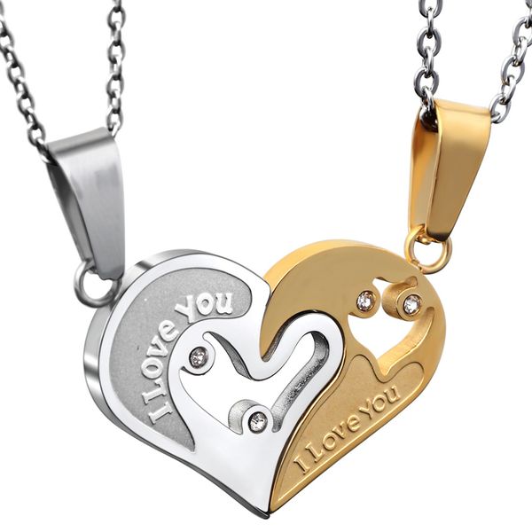 stainless steel mens womens couples pendant necklace love heart cz puzzle matching fashion jewelry gifts, Silver
stainless steel mens womens couples pendant necklace love heart cz puzzle matching fashion jewelry gifts, Silver